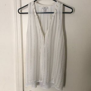 Joie Silk Sparkle Gold Silver Stripe Blouse Medium